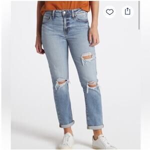 Daze Lovergirl Mid Rise Roller Jean Women's 24 in Glow Up Distressed Rigid Denim